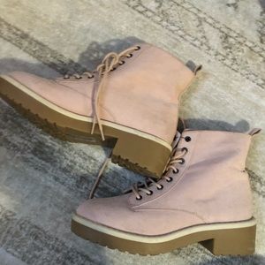 Pink combat boots